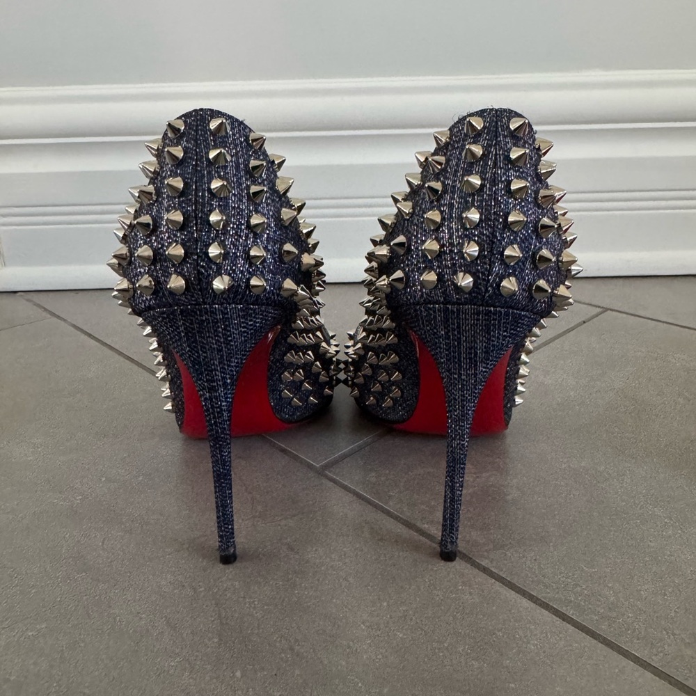 Christian Louboutin Pigalle Follies Denim Spiked - Picture 3 of 4